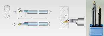 Barre dalsage MINI 52 avec arrosage - pour plaquettes VCMT-VCGT1103