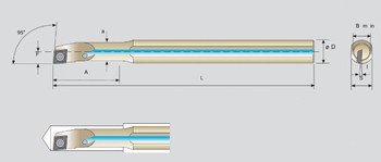 Barre d’alésage MINI 95° - pour plaquettes CCMT0602 – ZIRKONIUM