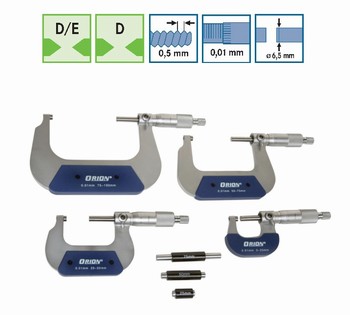 Jeu de micromtres d'extrieurs vernier 0-100 mm avec 3 piges de rglages