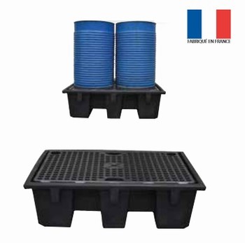 Bac de rtention pour 2 fts avec caillebotis 100% PE - 240L