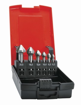 Coffret de 5 fraises  chanfreiner 3 dents 75 HSS  6,3  25,0 mm Format