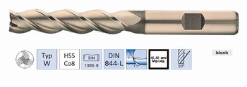 Fraise 3 dents HSS Cobalt 8% 30 - Usinage ALU  Srie longue