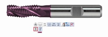 Fraise ravageuse 4 dents HSS Cobalt 8% TIALN 30 - Usinage acier 1400 N-mm  Srie standard