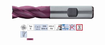 Fraise 4 dents HSSE-PM TIALN 30 - Usinage acier 1400 N-mm  Srie standard
