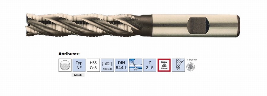 fraise 4 dents HSS-CO Ø 5 mm, queue Ø 6 mm - RCSFLCO4-05, fraise 4 dents, Fraises  HSS, OUTILS COUPANTS