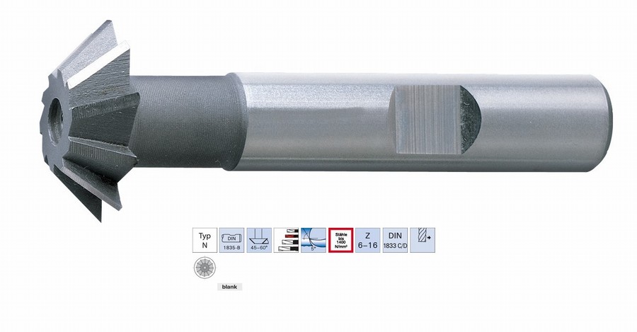 Fraise cônique HSSE 45° - cône direct - Usinage acier 1400 N